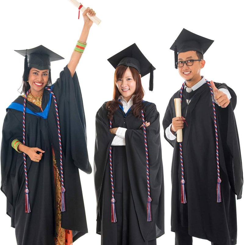 TecUnite Graduation Cords Honor 2026 Polyester Yarn Decorative Garland Twist Ties with Tassels for Bachelor Gown Graduation(Blue Red with White) - Image 5